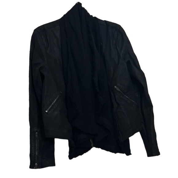 Free People Drape Front Coated Jacket Black Size 12 EUC - Picture 9 of 10